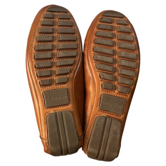 Calvin Klein Mens leather Brown Square Toe Loafers‎ G12 - Picture 3 of 7